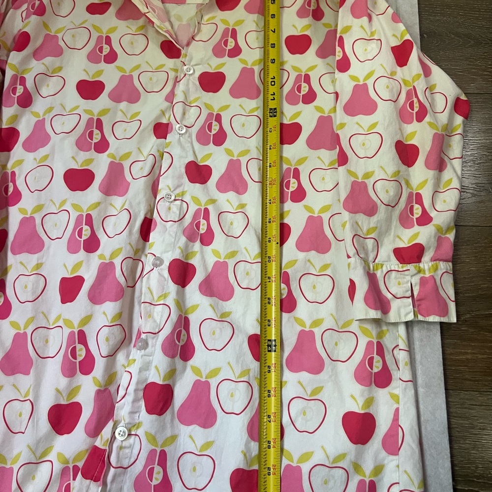Apple Print Women's Pajama Shirt Cotton Long sleeve Shirt - Picture 9 of 15